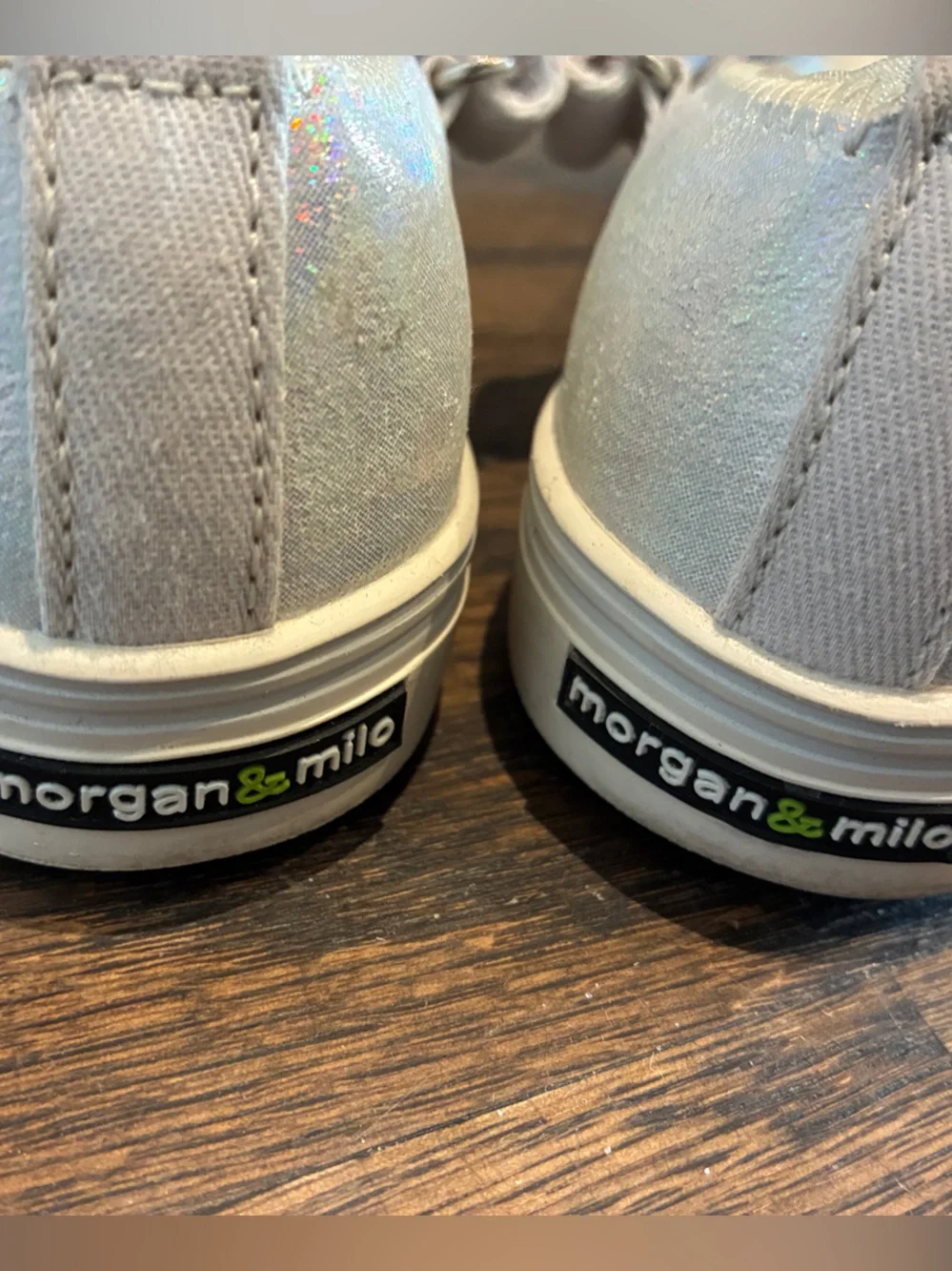 Morgan & Milo Iridescent White Girls' Mary Jane Shoes with Flower Accent